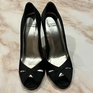black Stuart Weitzman open toe pump 8.5